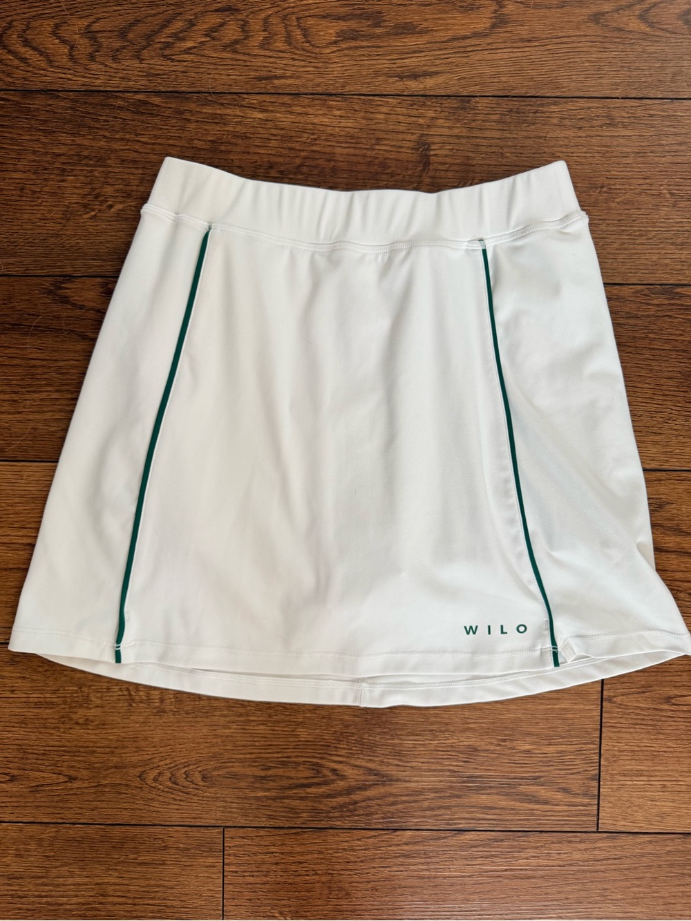 Willow White Pencil Skirt with Dark Green Piping